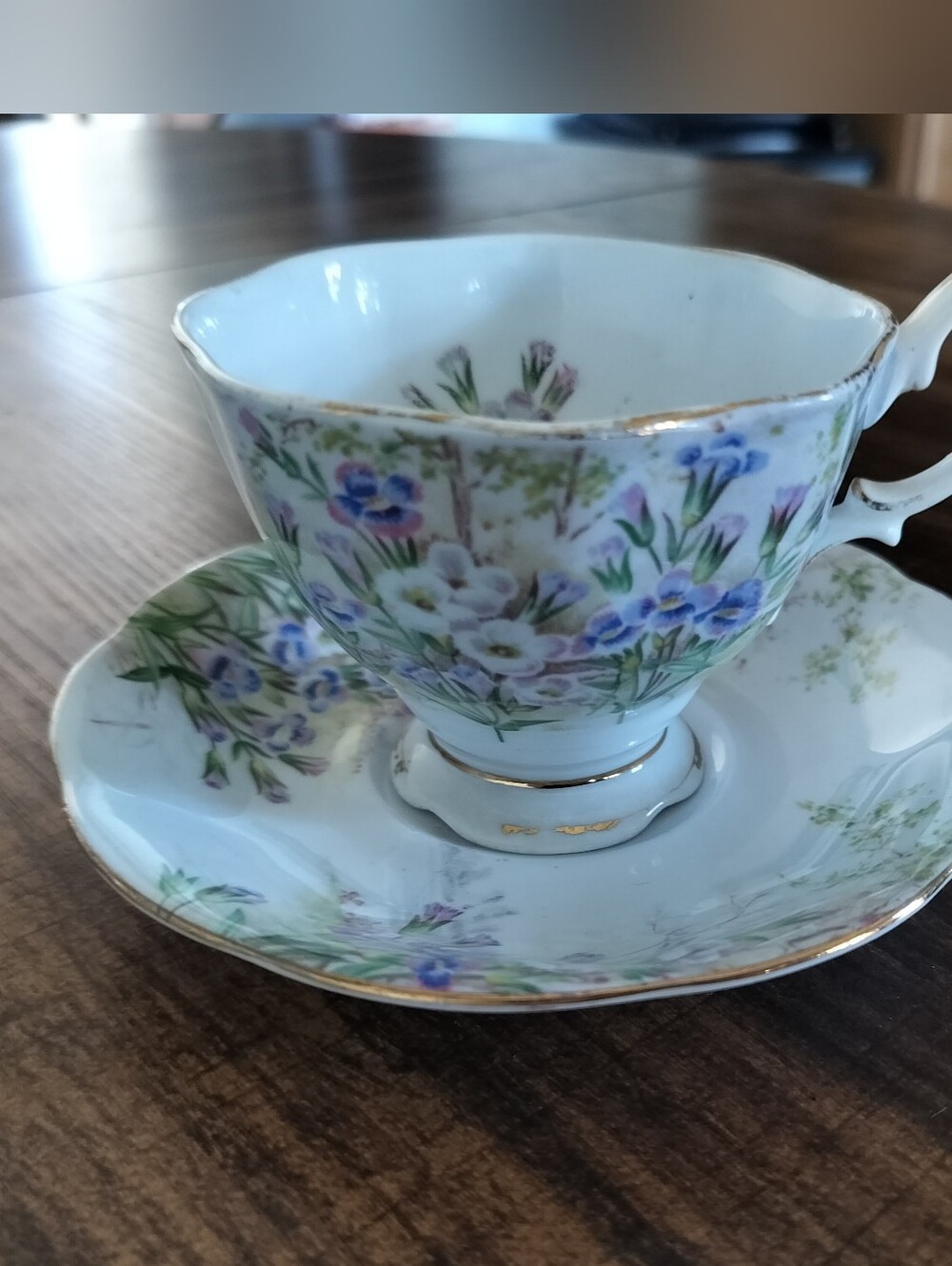 Royal Albert Bone China Teacup & Saucer "Fringed Gentian" Floral Pattern England
